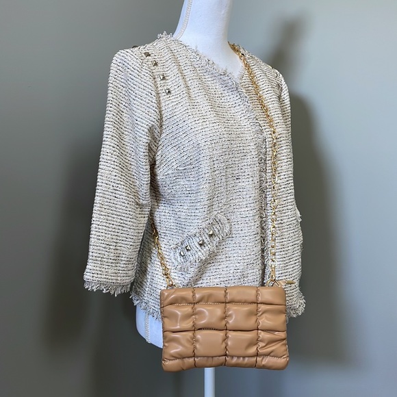 LATTICE CROSSBODY BAG SOLID CHAIN in TAN - Picture 2 of 10